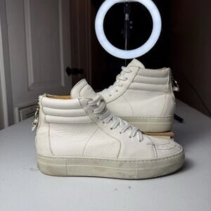 Buscemi High Top Sneakers Mens Size EU 40 US 7 Zip White Leather Shoes LOT